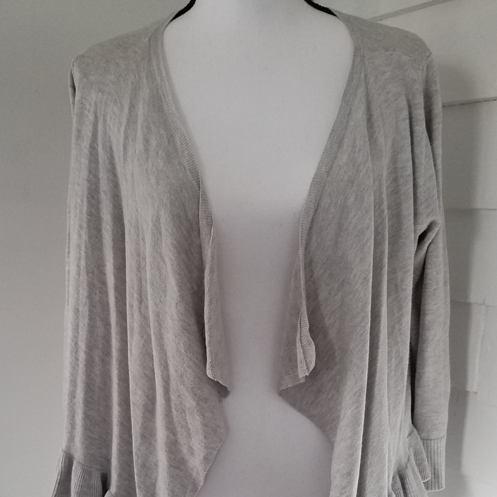 American Eagle Gray Ruffled Cardigan, Lg.
